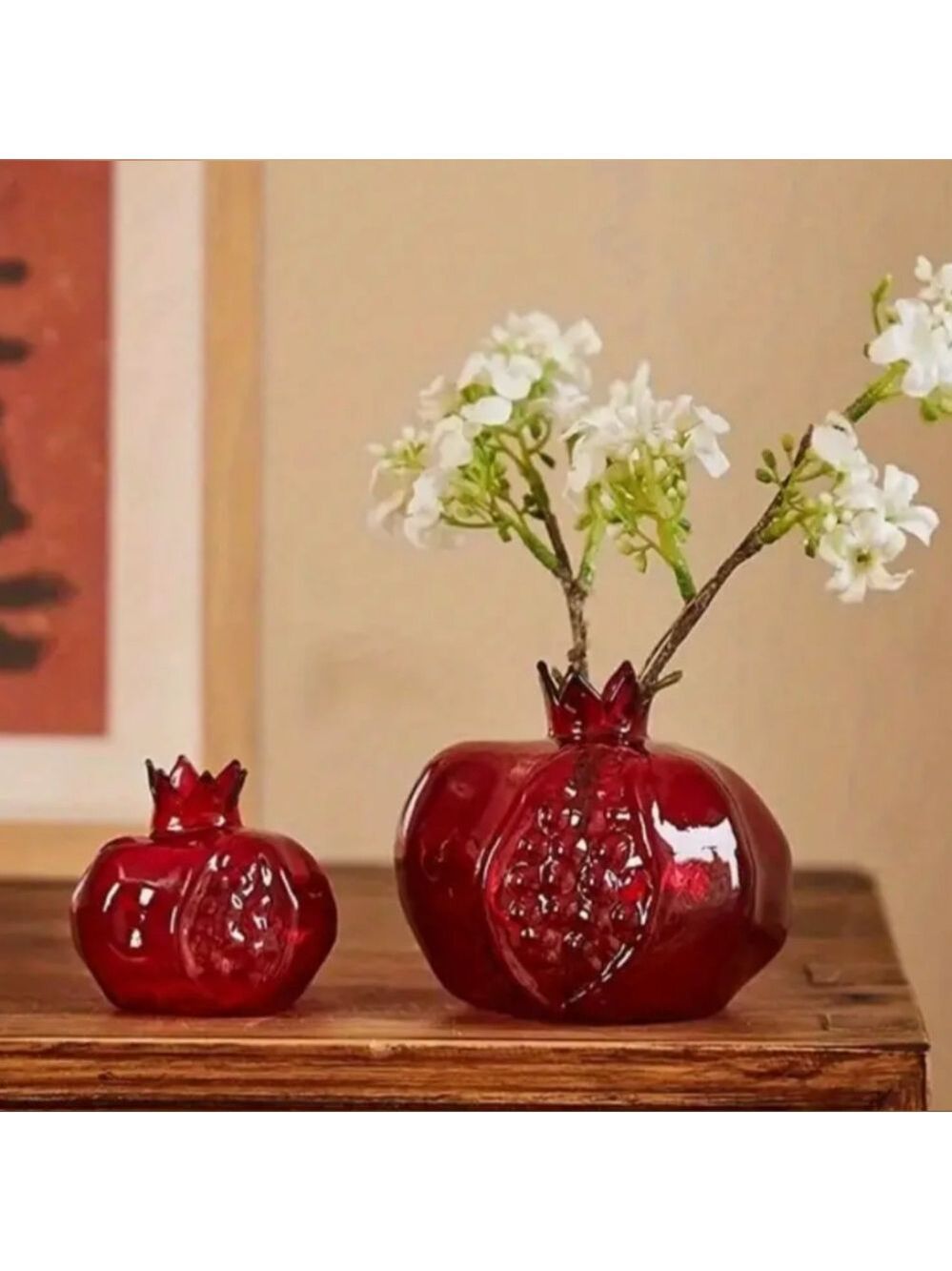 Vase--Pomegranate, Red Glass, Small